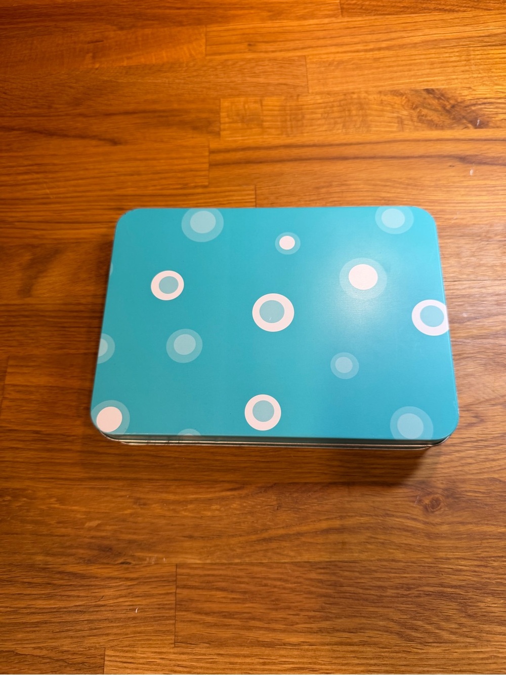 Decorative Teal Polka Dot Storage Tin - Home Accents